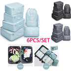 6pcs Travel Bag Organizer Clothes Luggage Travel Organizer Blanket Shoes Organizers Bag Suitcase Traveling Pouch Packing Cubes