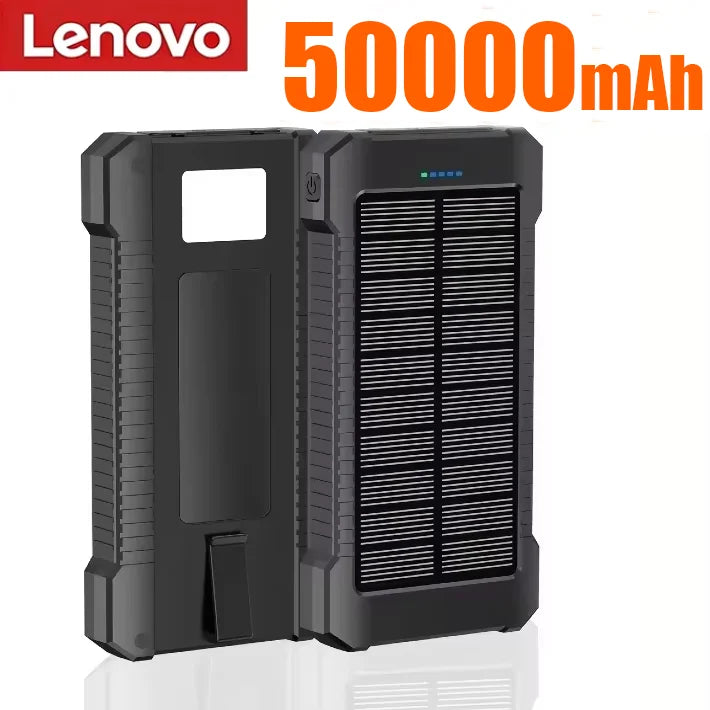 Lenovo 500000mAh Solar Power Bank Waterproof Outdoor Dual USB Ports Portable Solar Phone Charger Powerbank for Camping Travel