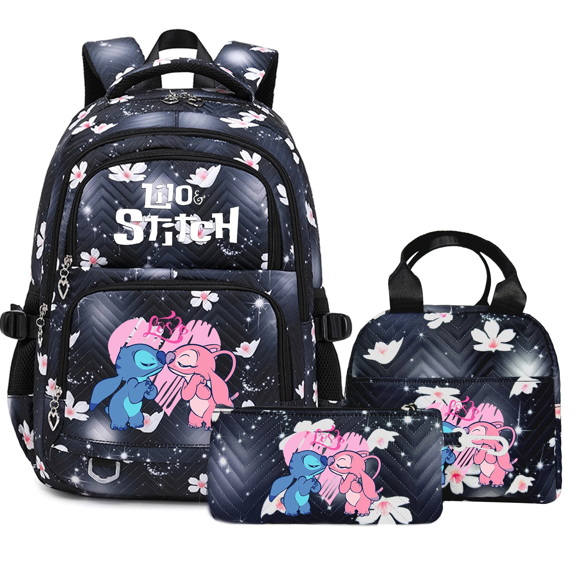Stitch Large Capacity Backpack Daypack Lightweight Schoolbag Casual Travel Knapsack for Women Girls Pen Lunch Bags