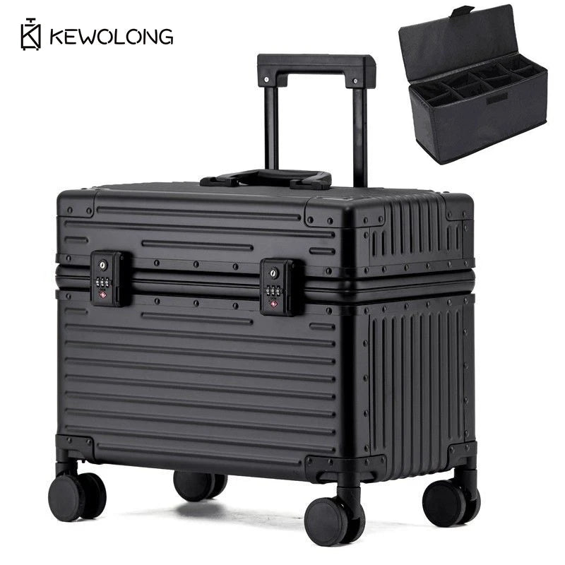 Right Angle Aluminum Suitcase, Top Opening Hard Shell Carry-On Luggage with 360° Spinner Wheels, Camera GearPhotography trolley