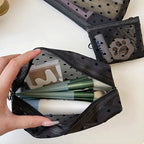 Heart Transparent Mesh Makeup Bag Multifunction Portable Women Cosmetic Storage Pouch Ladies Toiletry Lipstick Organizer Bags