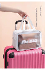 Homefish Pu Transparent Three Piece Makeup And Toiletries Bag, Large Capacity Pvc Semi Transparent Frosted Portable Storage Bag