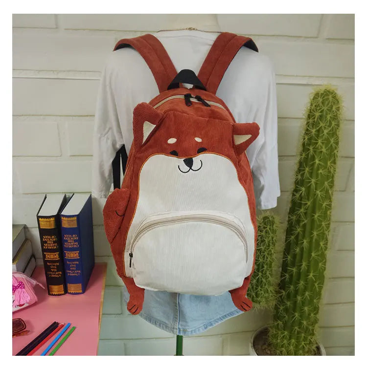 SUPER QUALITY Japanese cute animal Pug bag original cloth backpack of junior high school students autumn schoolbag female gift