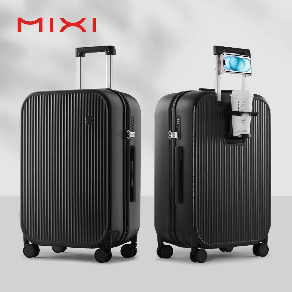 Mixi New Design Suitcase Carry On Luggage with Cup Phone Holder Hard Shell Rolling Luggage PC Spinner Wheels Trolley Case