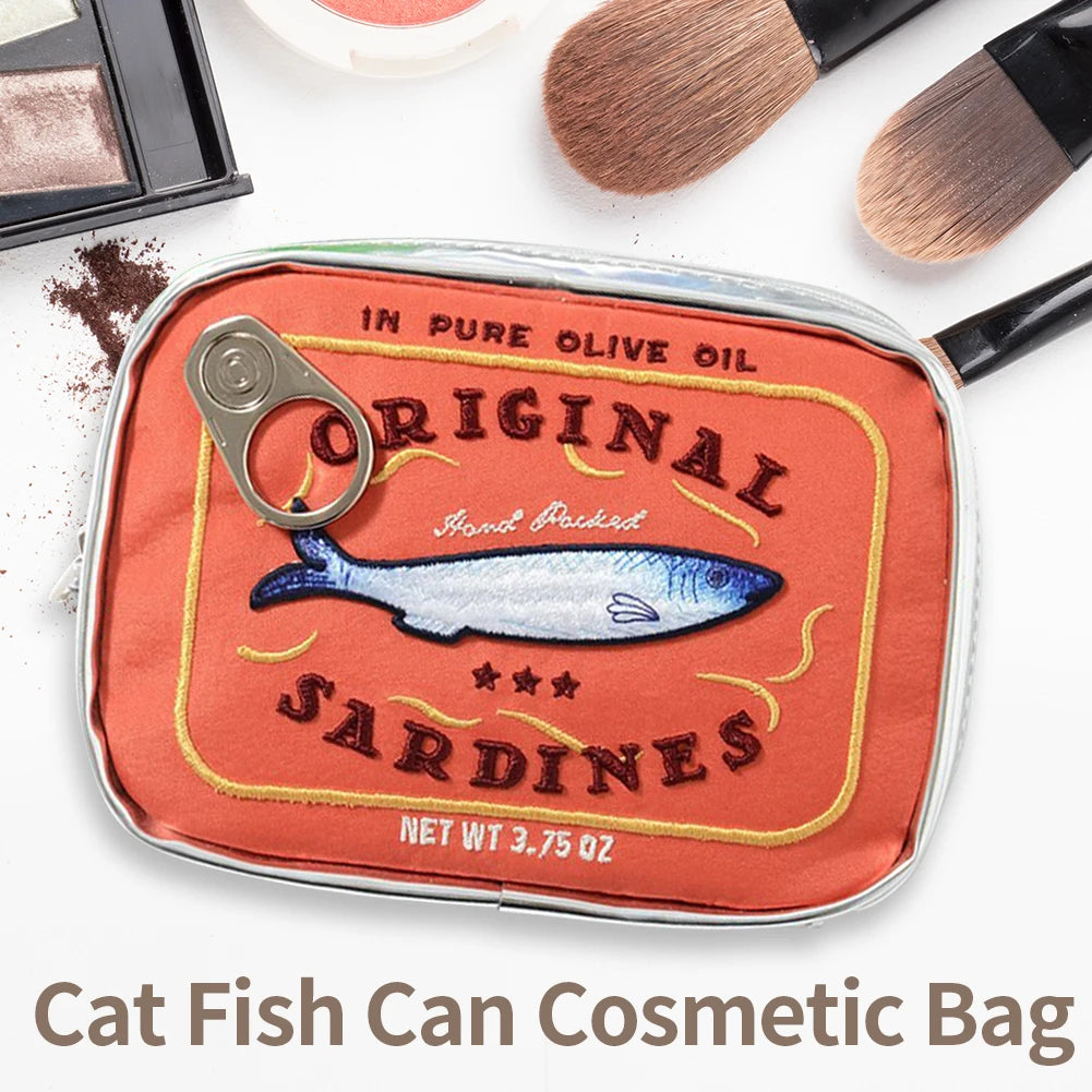 Canned Sardines Style Storage Bag Cute Bath Travel Bag Creative Portable Fashion Zipper Multi-function Soft for Weekend Vacation
