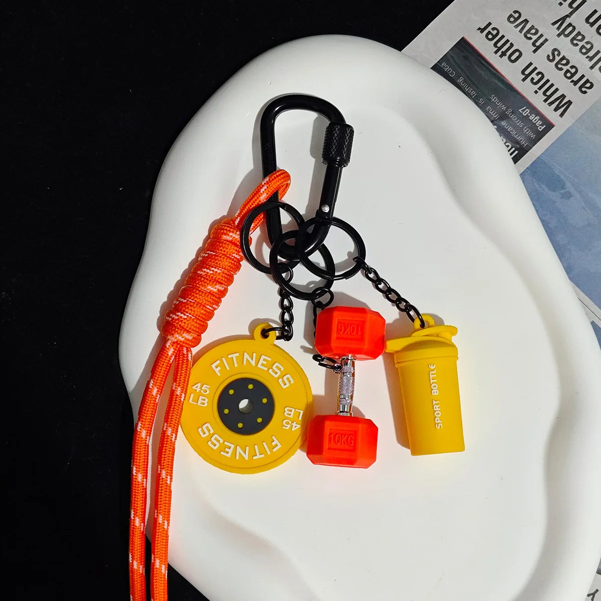 2025 HOT! Fitness Keychain Gym Barbell Key chain Weightlifting Keyring Silicone Weight Plate Gym Gifts Workout Gifts Bag gift