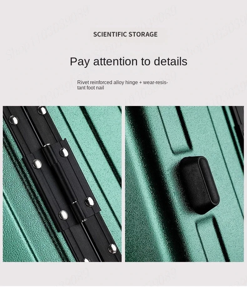 Aluminum Frame Suitcase Super Silent Combination Lock Boarding Rolling Luggage Fashion New Trolley Case 20/22/24/28 Inch