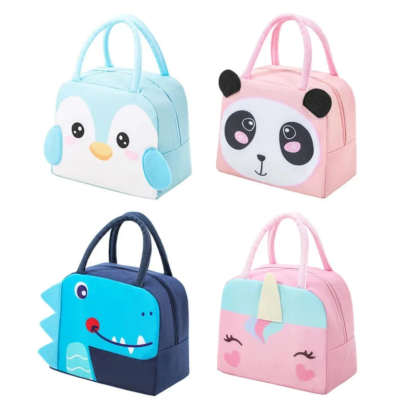 3D Cartoon Insulated Lunch Bag Thermal Food Container Bag for Students Portable Handheld Lunch Box Tote with Easy-Carry Handle
