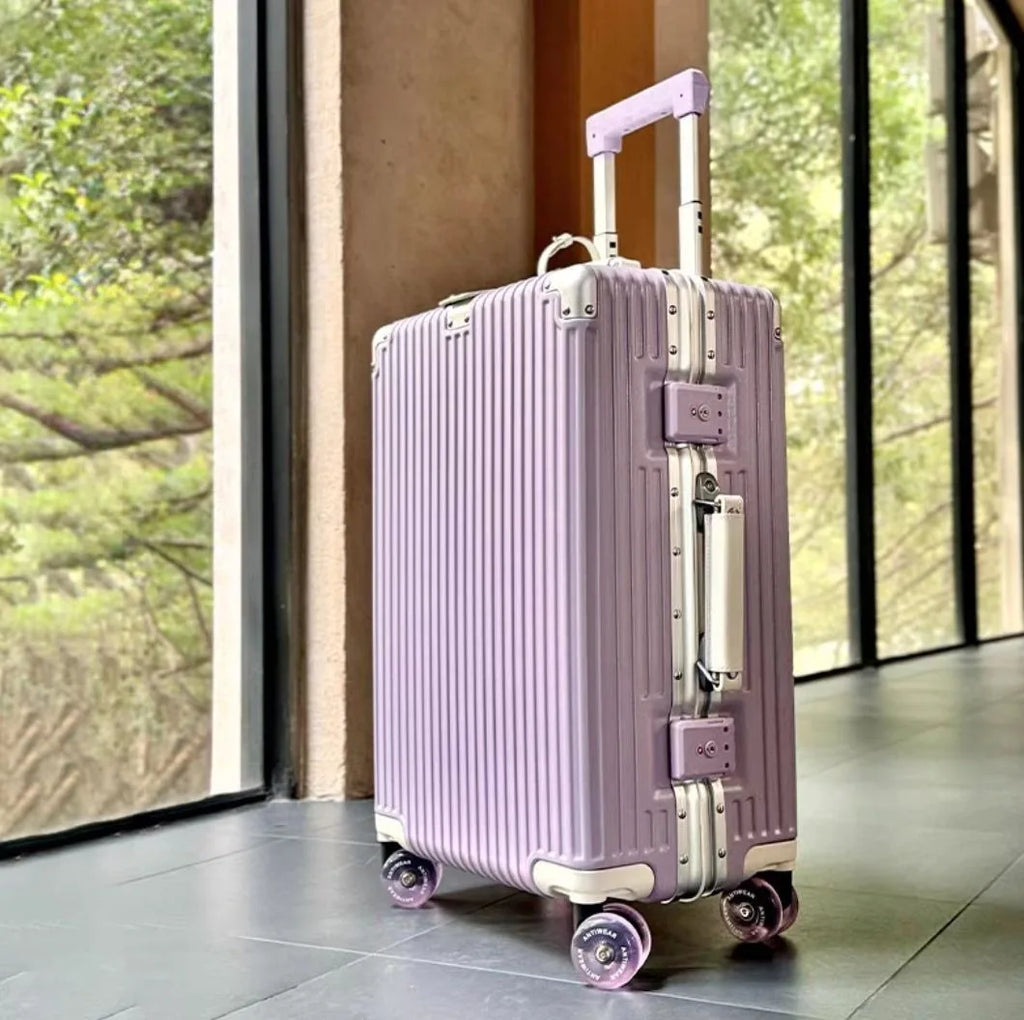 Suitcase Aluminum Frame with Colorful Silent Spinner Wheel TSA Lock Travel Trolley Case 20"Carry-on High-quality Rolling Luggage