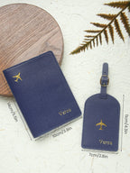 2PCS Custom Name Passport Holder & Luggage Tag Set Customized Gold Monogram Name Faux Leather Passport Cover with a Luggage Tag