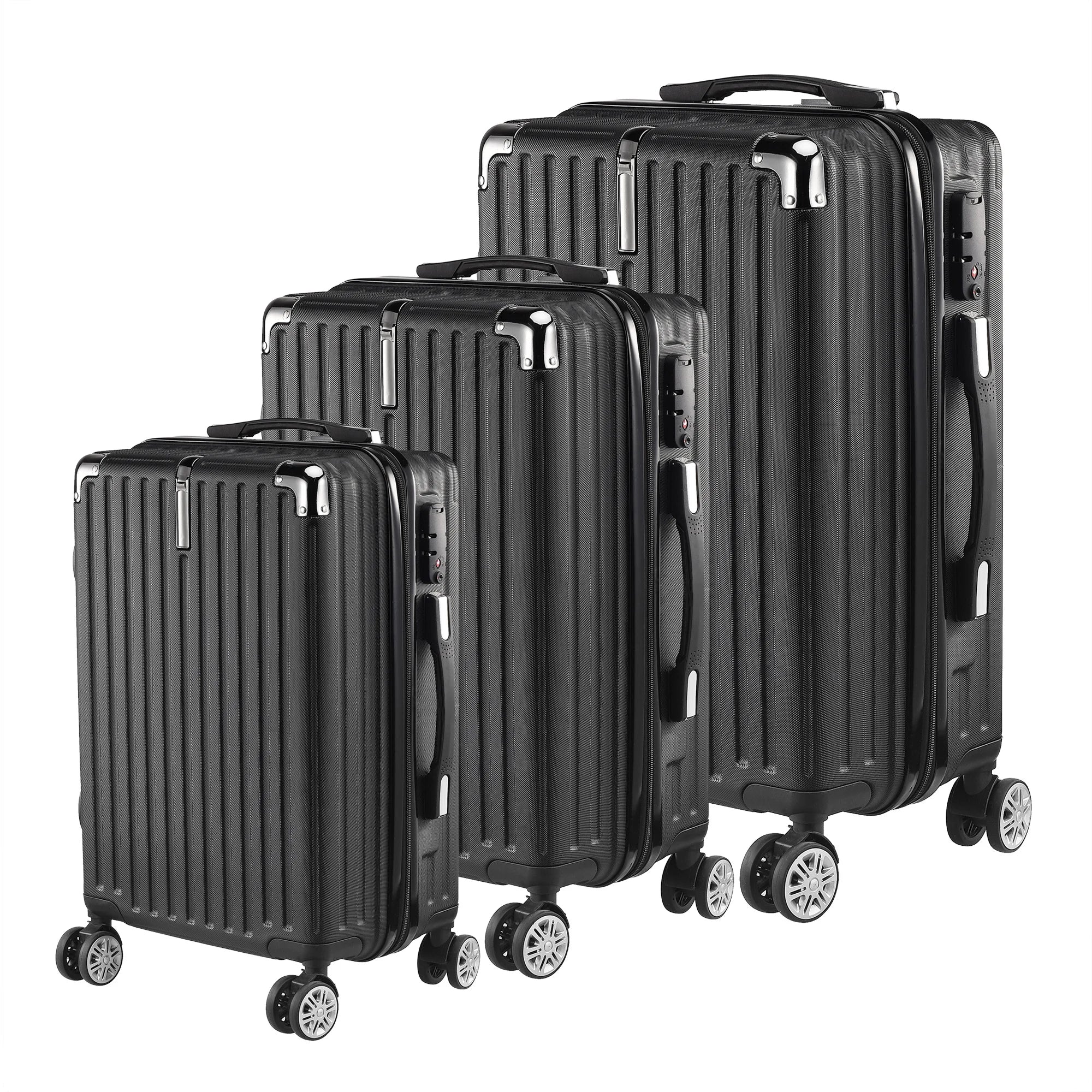 Roshanda 3-Piece Luggage Set Suitcase set 20 "24" 28 "ABS hard shell travel luggage set 4 Universal Swivel quiet Wheels