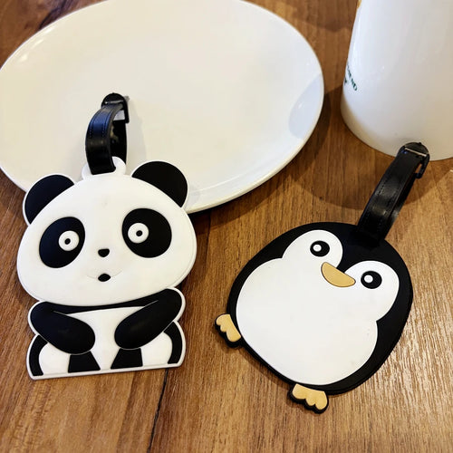 1/2 piece animal panda penguin luggage tag, trolley bag hanging tag, luggage anti-loss identifier label, travel essential luggag