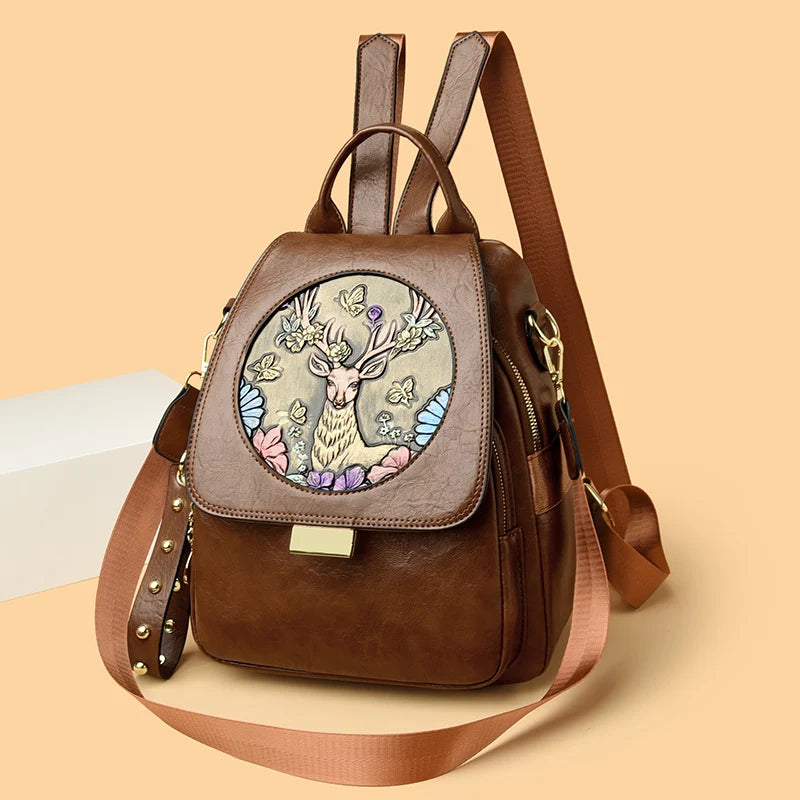 Luxury Women Genuine Leather Backpack Casual Ladies Shoulder Bag Fashion Large Capacity Travel Female Quality Cowhide Knapsack