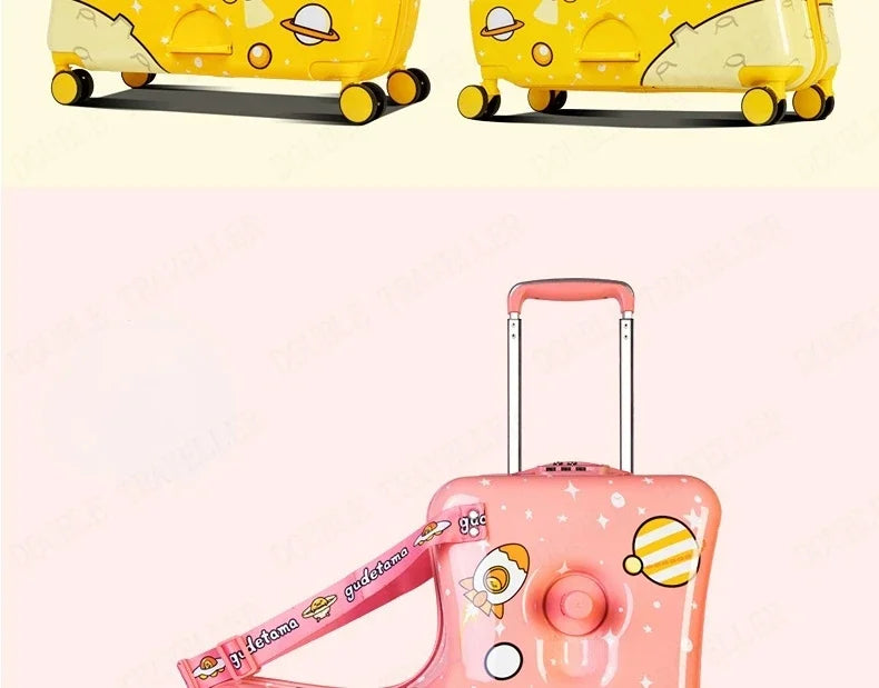 Travel kids luggage cartoon Riding trolley case children's riding suitcase can sit and ride rolling luggage gift travel bags