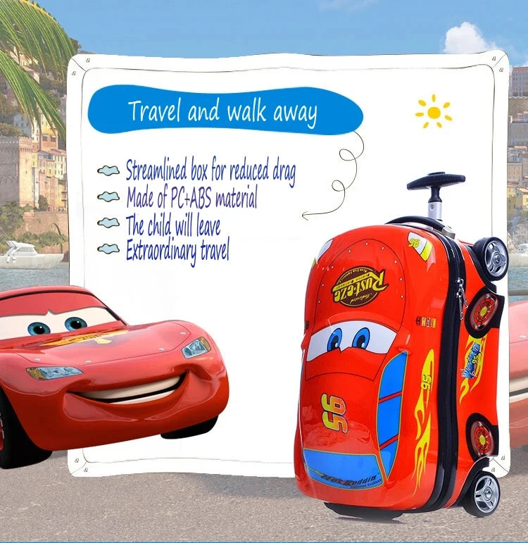 Anime Supercar Child Boy Girl Toys Trolley Suitcase cute cartoon Children's luggage Wheel Suitcase Travel Children's Suitcase
