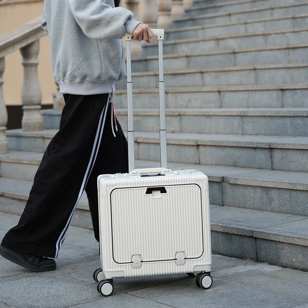 18 Inch Trolley Case Travel Suitcase Boarding Case Aluminum Frame Password Box Suitcase Universal Wheel Rolling Luggage Bag