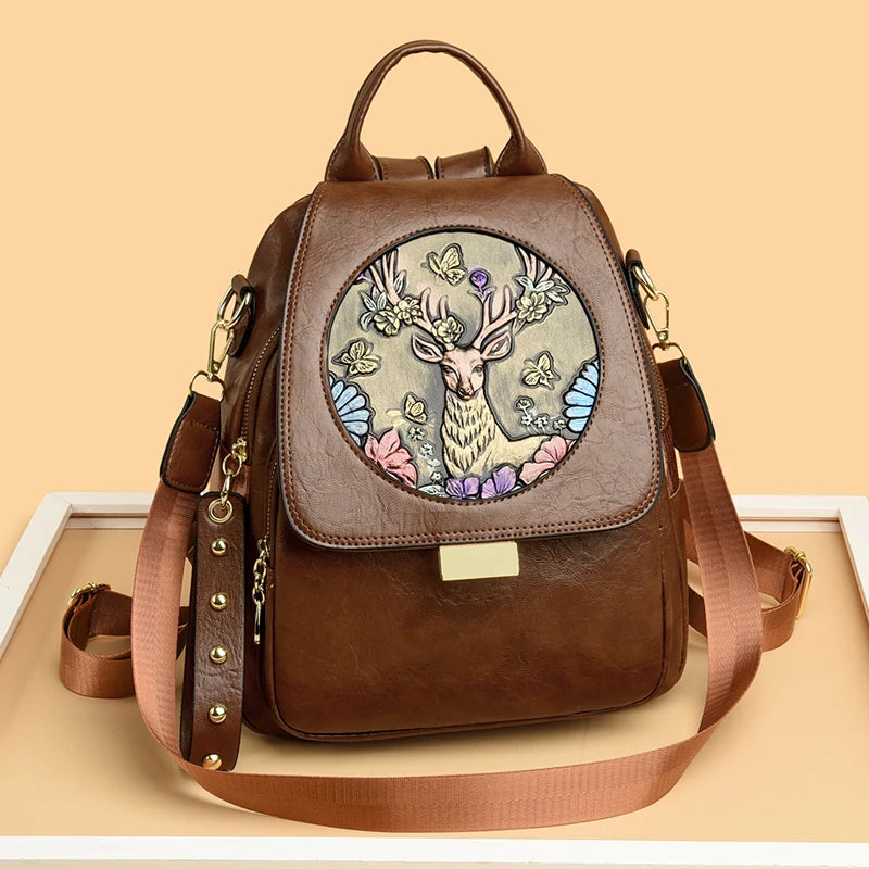 Luxury Women Genuine Leather Backpack Casual Ladies Shoulder Bag Fashion Large Capacity Travel Female Quality Cowhide Knapsack