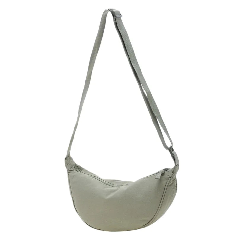 Men and Women Solid Color Chest Bag for Large Capacity Travel Crossbody Female Half Moon Bag Daily Cotton Filled Shoulder Bag