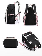 Boba Axolotl Anime School Backpack for Teenage Girls Fashiona Back To School Bookbag Mochila Bookbag with Lunch Bags ,Pencil Bag