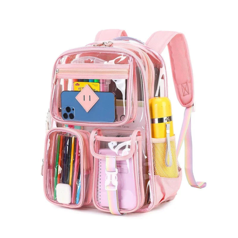 New Transparent Backpack PVC Large Capacity Backpack Waterproof Backpack Outdoor Fitness Sports Visual Backpack Schoolbag