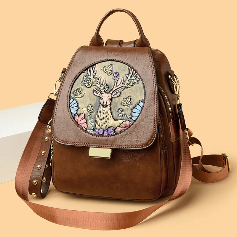 Luxury Women Genuine Leather Backpack Casual Ladies Shoulder Bag Fashion Large Capacity Travel Female Quality Cowhide Knapsack