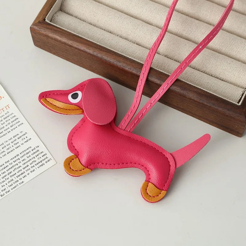 Dachshund leather pendant Korean version diy cute ins puppy bag pendant lanyard couple car pendant