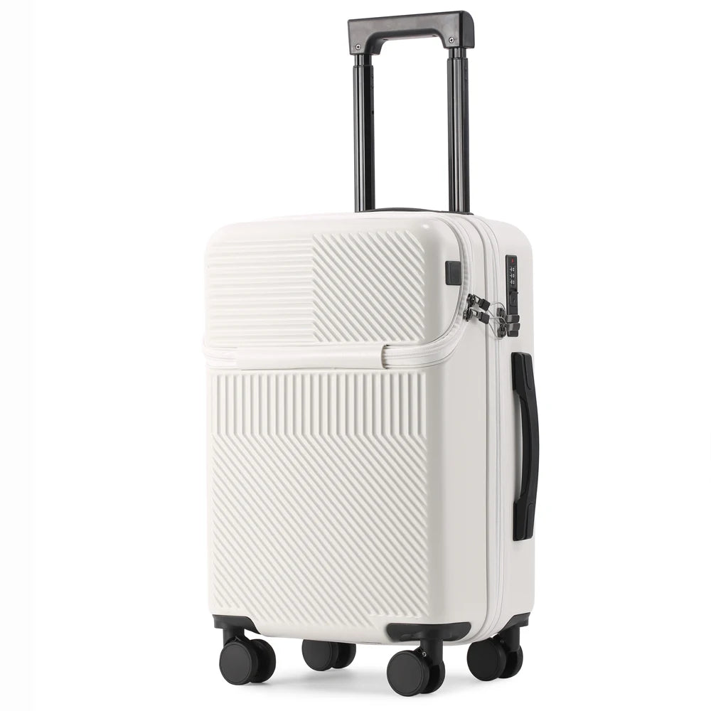 Suitcase Luggage Stylish Business Suitcase with Cup Holder Compact 20-inch Lightweight Carry-on