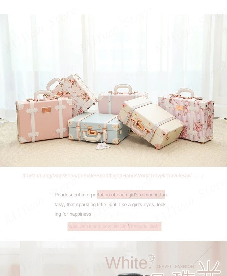 13/16/18 Inch Vintage Cosmetic Case Mini Carry-on Luggage Suitcase PU Lightweight Ready Bag Handbag Password Lock Makeup Box