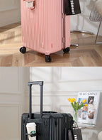 sushimu Suitcase Wide Handle Travel Suitcase Men 20 24 26 Carry-On Luggage Women PC Aluminum Frame Trolley Case
