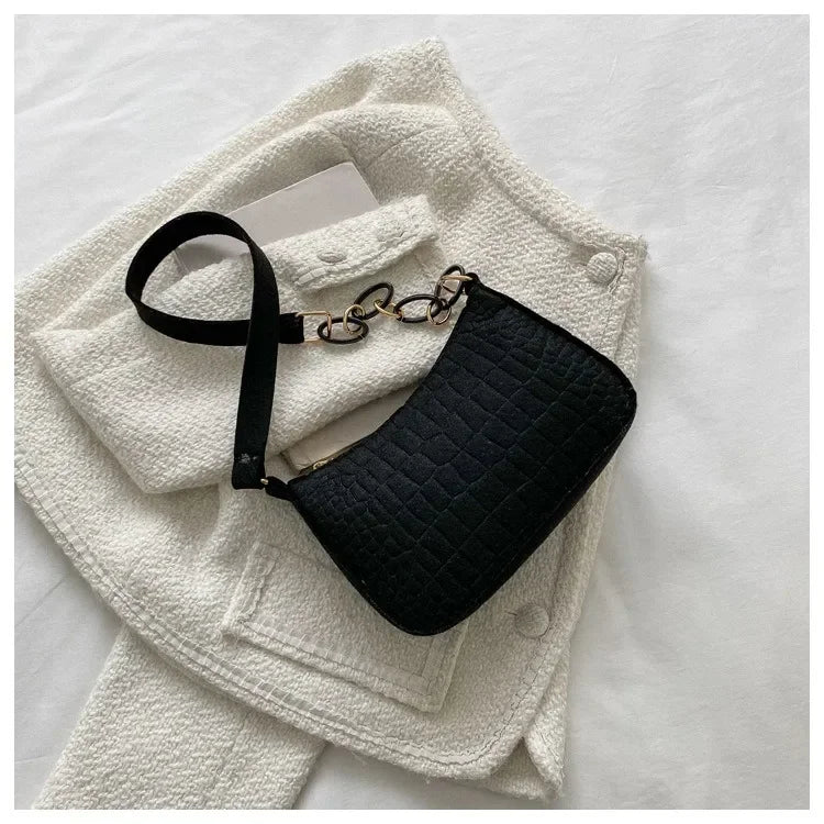 Women's Embossed Felt Handbag with Portable Chain