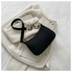 Women's Embossed Felt Handbag with Portable Chain