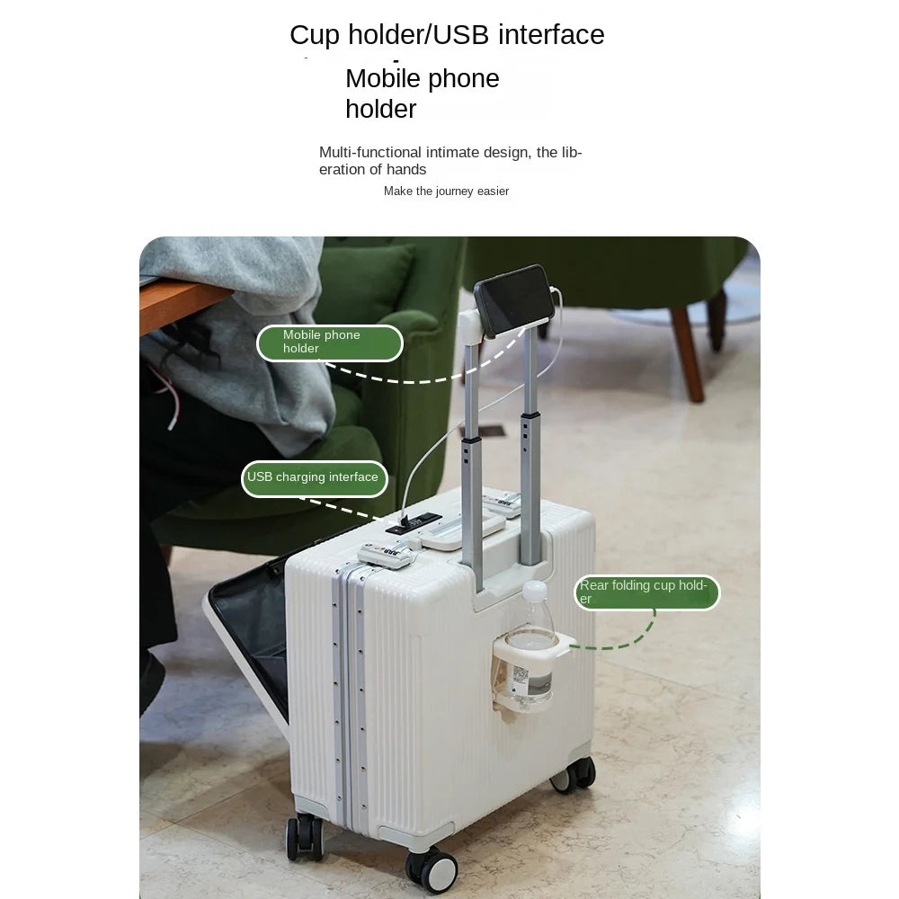 18 Inch Trolley Case Travel Suitcase Boarding Case Aluminum Frame Password Box Suitcase Universal Wheel Rolling Luggage Bag
