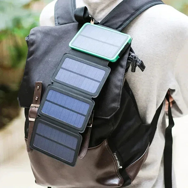 Lenovo LED Solar Power Bank  200000mAh 4 Solar Panels Wireless Charger Portable External Battery Flashlight for Outdoor Travel