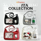 Y2k Harajuku Shoulder Bag Women Korean Transparent Ita Bag School Crossbody Bag Female Japanese Designer Preppy Handbag Purse