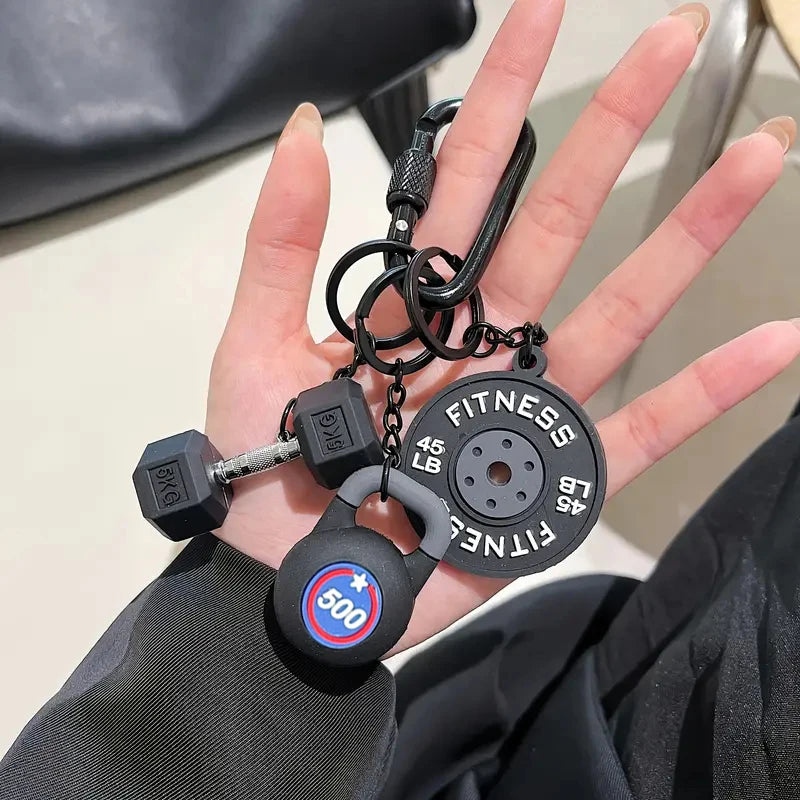Fitness Keychain Gym Lover Barbell Key chain Weightlifting Keyring Silicone Weight Plate Gym Gifts Workout Gifts Bag Charm Backp