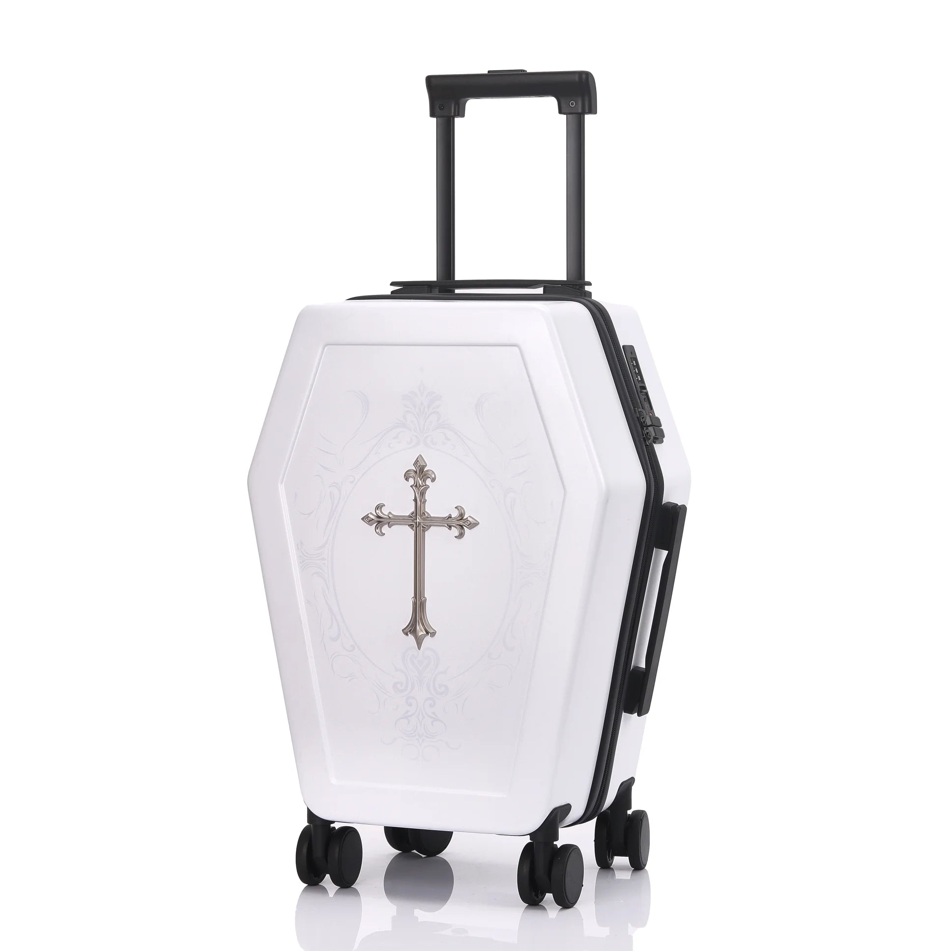 Travel suitcase on spinner wheels Trolley luggage  20'' cabin luggage bag case  leather Retro vintage suitcase storage Box