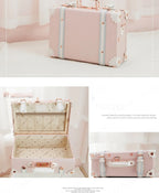 13/16/18 Inch Vintage Cosmetic Case Mini Carry-on Luggage Suitcase PU Lightweight Ready Bag Handbag Password Lock Makeup Box