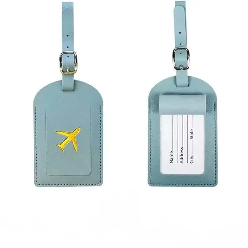 Hot Stamping Airplane Travel Luggage Tag Pu Leather Thickened Handbag Tag Passport Cover