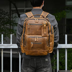 Newsbirds men's leather backpack retro luxury fashion style bagpack travel bag backpack school bag for man leather daypack men