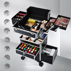 Rolling Makeup Case with Wheels Drawers Large Professional Cosmetology Trolley Case Lockable Travel Cosmetic Storage Train Cases