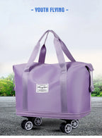Universal Wheel Expandable Luggage Large Capacity Lightweight Travel Fitness Bag with Dry And Wet Separation Storage