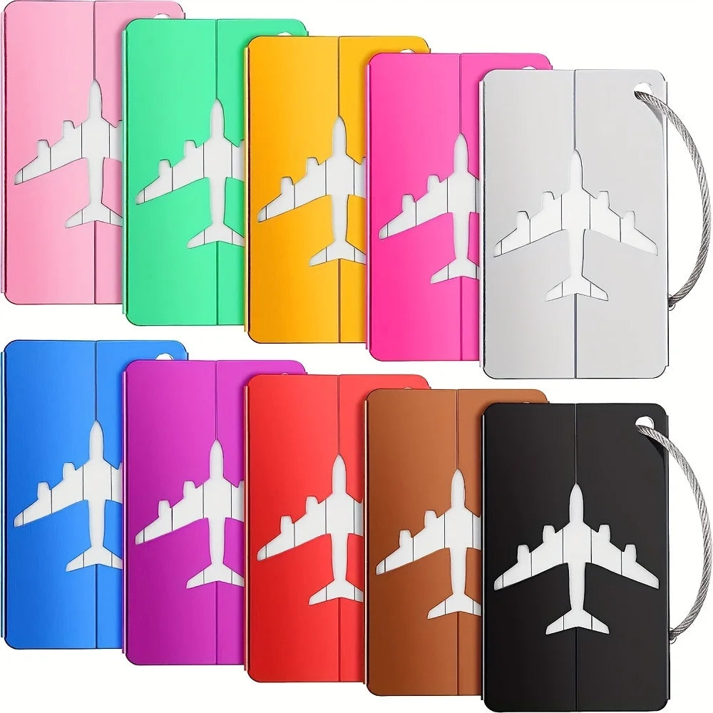 Aluminum Luggage Tag with Anti-Theft Steel Ring (5-pk or 10-pk)