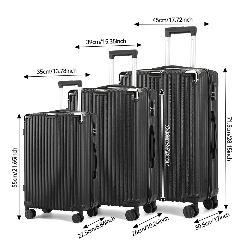Roshanda 3-Piece Luggage Set Suitcase set 20 "24" 28 "ABS hard shell travel luggage set 4 Universal Swivel quiet Wheels