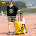 New children's riding suitcase on wheels kids cartoon trolley case travel suitcases can sit and ride horse rolling luggage gifts