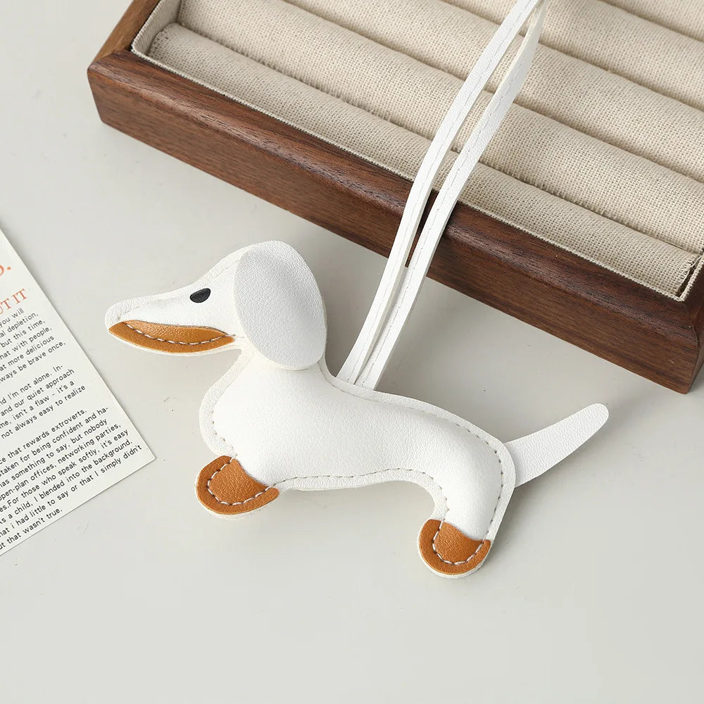 Dachshund leather pendant Korean version diy cute ins puppy bag pendant lanyard couple car pendant