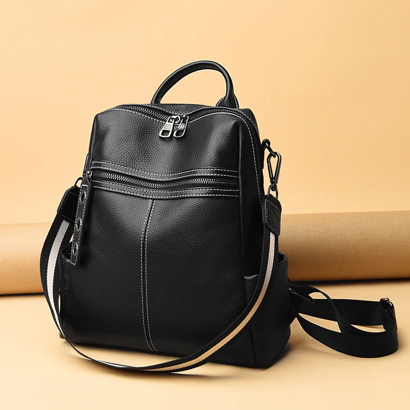 2023 Vintage Women Backpack Large Capacity School Bags Teenagers Girls School Backpack High Quality Genuine Leather Shoulder Bag