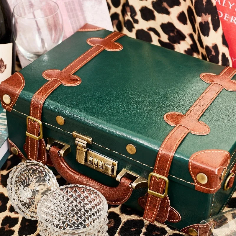 13/16/18 Inch Vintage Cosmetic Case Mini Carry-on Luggage Suitcase PU Lightweight Ready Bag Handbag Password Lock Makeup Box