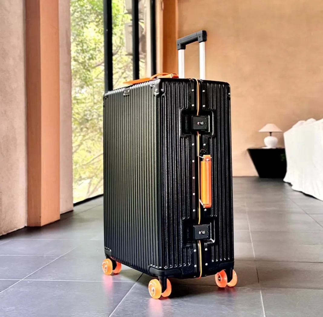 Suitcase Aluminum Frame with Colorful Silent Spinner Wheel TSA Lock Travel Trolley Case 20"Carry-on High-quality Rolling Luggage