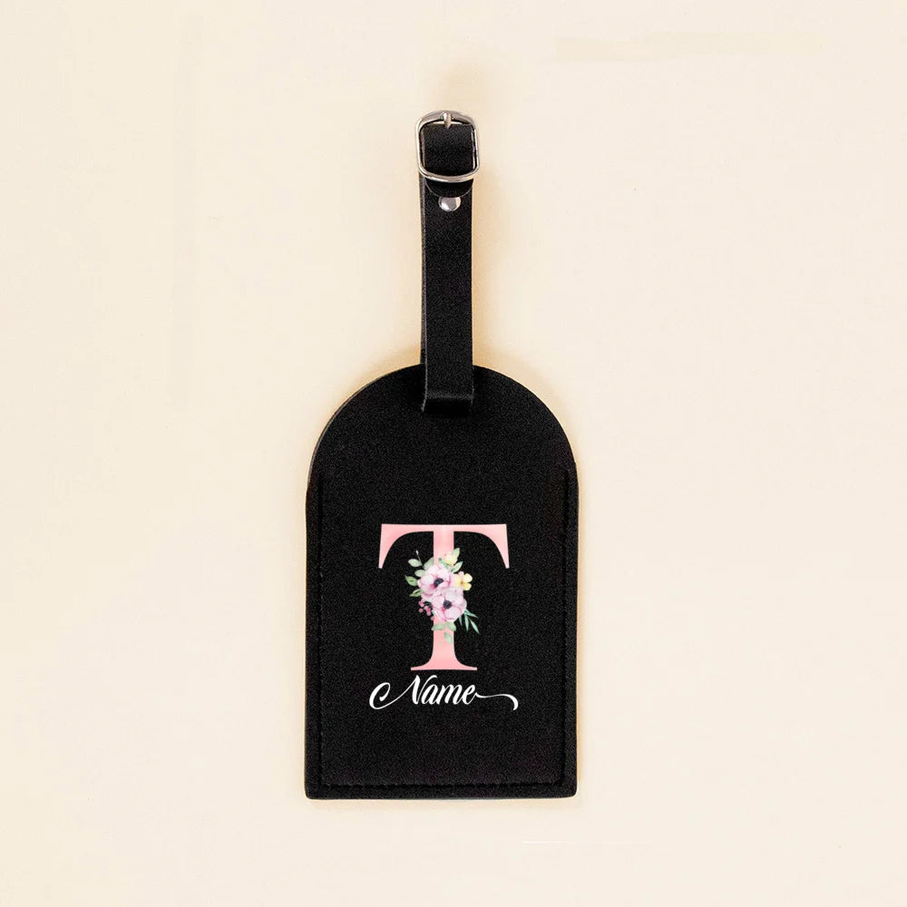 Personalised PU Leather Luggage Tag Initial with Name Suitcase Label Baggage Bags Tags Travel Accessorie Wedding Birthday Gift