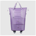 Universal Wheel Expandable Luggage Large Capacity Lightweight Travel Fitness Bag with Dry And Wet Separation Storage